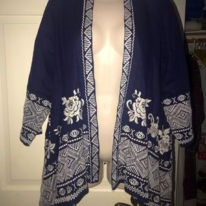 Johnny Was M Navy Blue Kimono Topper
